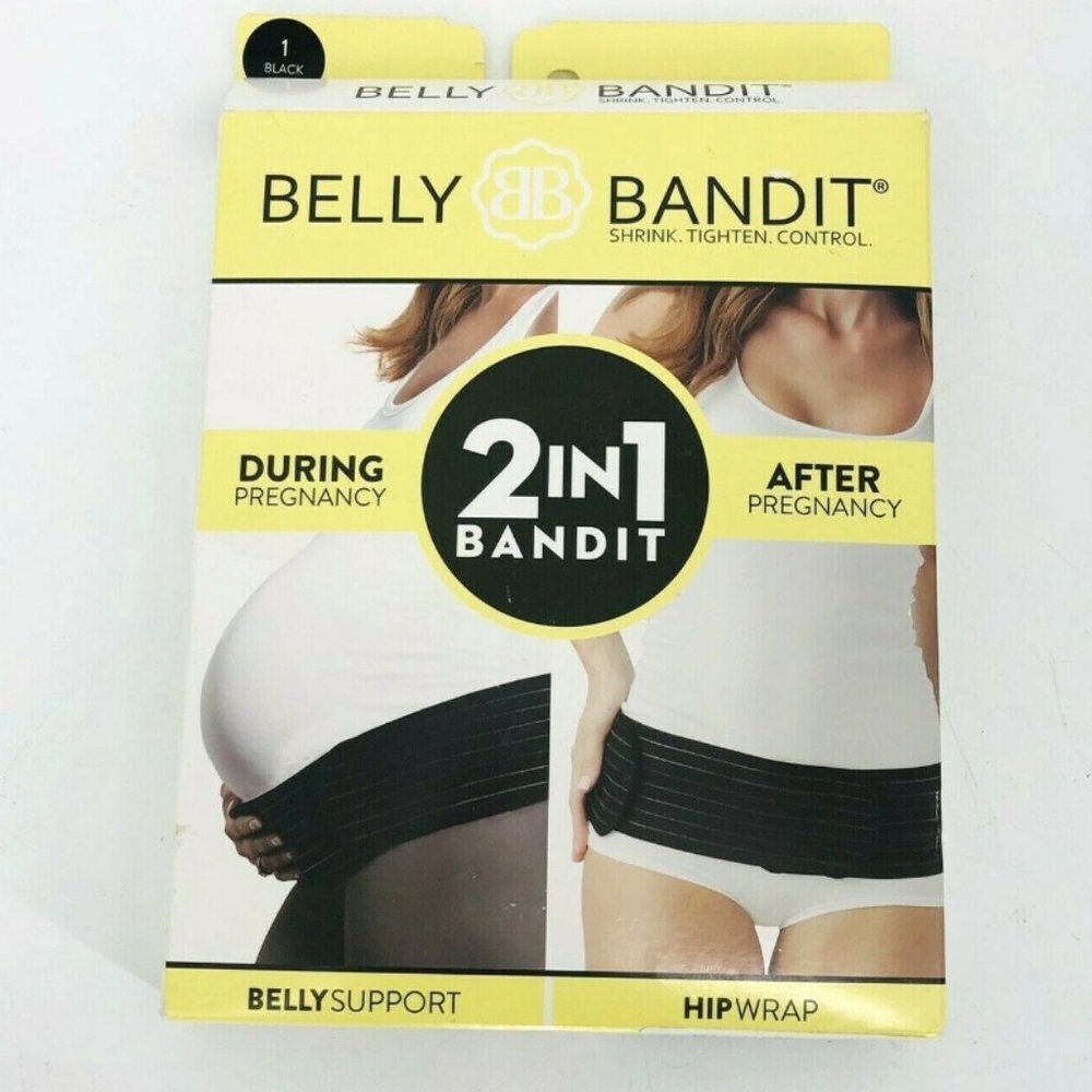 Belly Bandit 2 in 1 Belly Support Hip Wrap Size 2 Black Before/After Pregnancy - Picture 3 of 7
